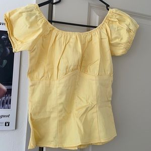 Pinup girl clothing yellow peasant top